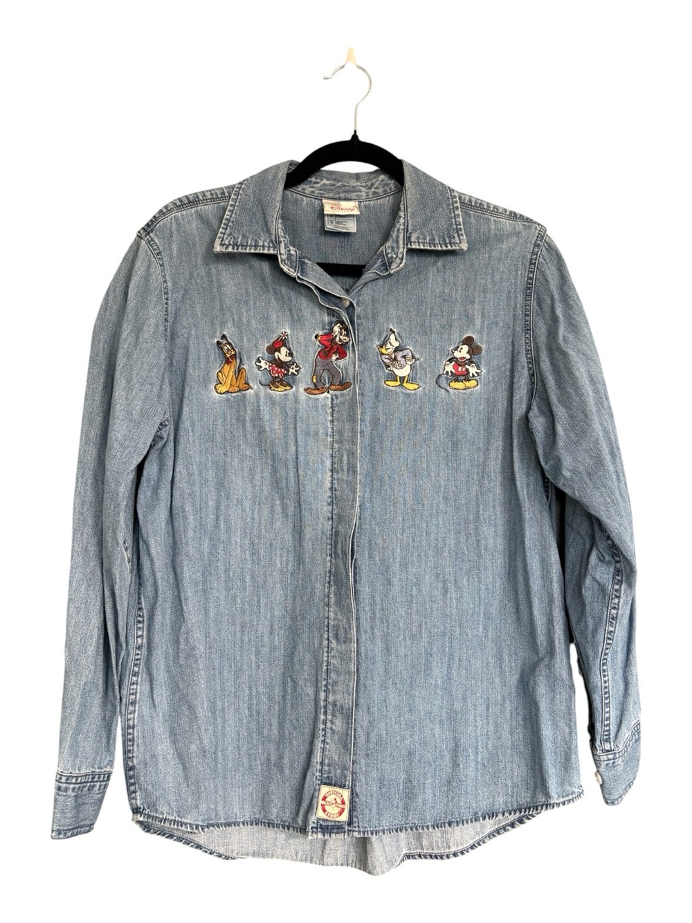Disney Store Mickey & Friends Embroidered Denim Shirt Medium Vintage Style